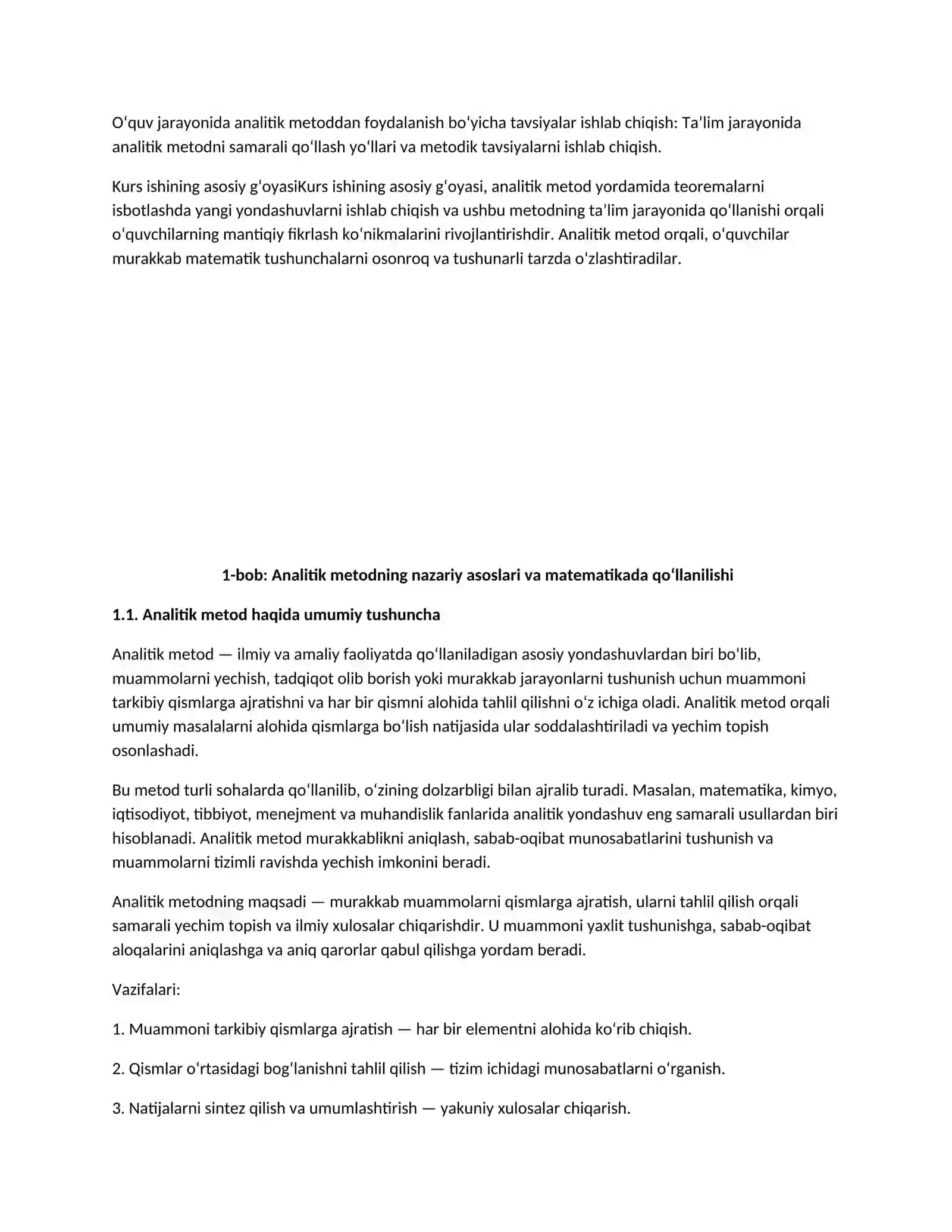 Ayrim teoremalarni analitik metod bilan isbotlash metodikasi 4