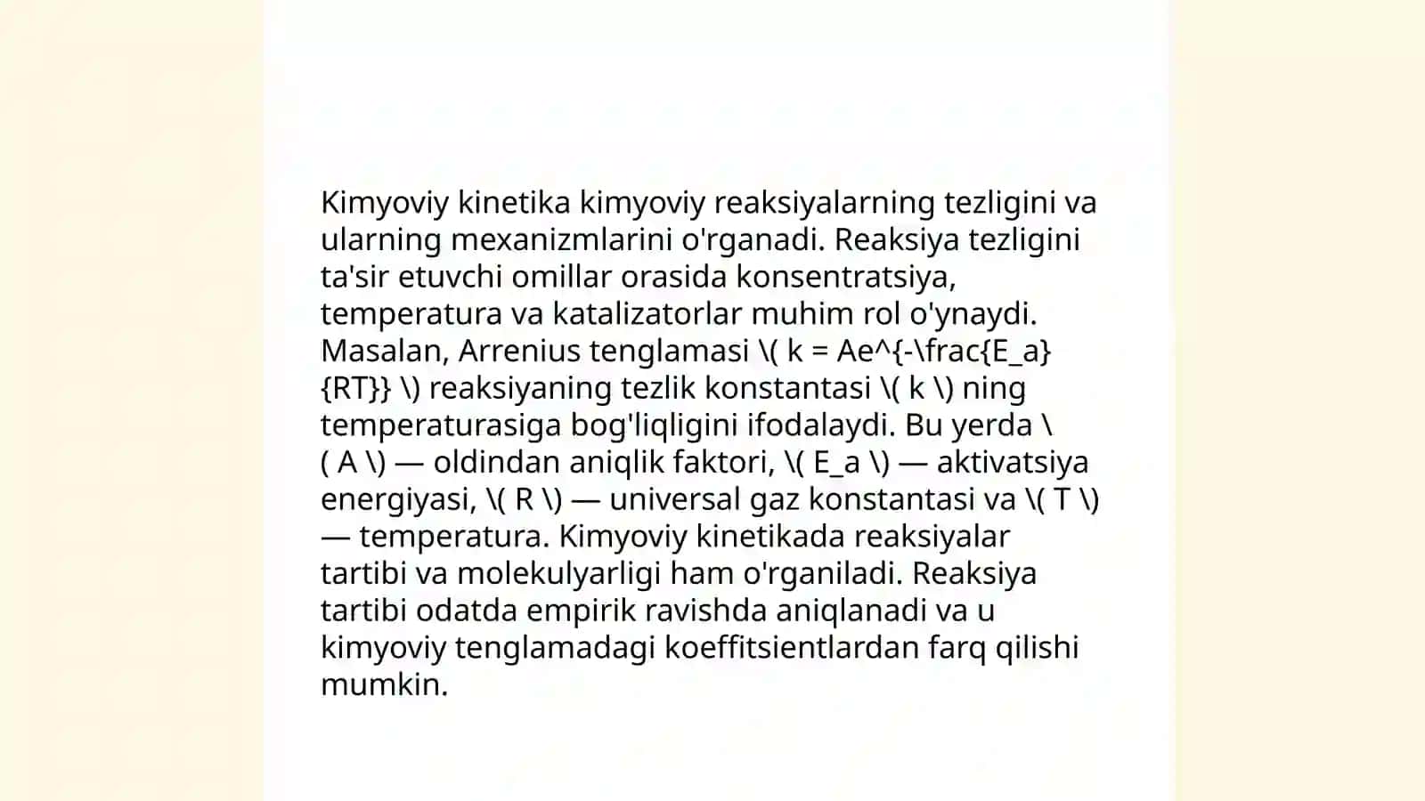 Reaksiyalarning borish imkoniyatlarini belgilovchi faktorlar 4