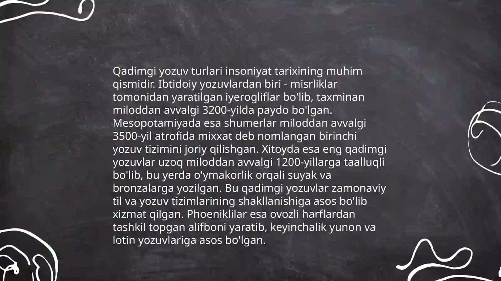 Yozuv tarixi mavzusiga taqdimot tayyorlash 4