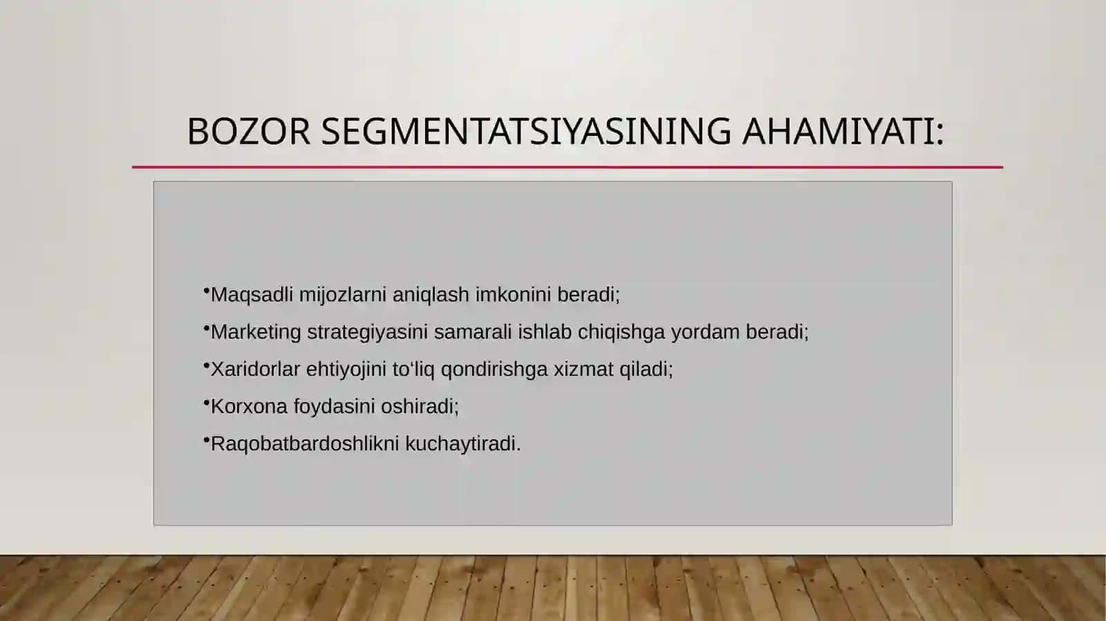 BOZORNI SEGMENTATSIYA QILISH. SLAYT 12 LIST 4