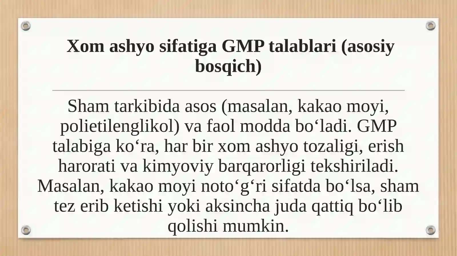 Sham dori vositasi uchun GMP talablari 4