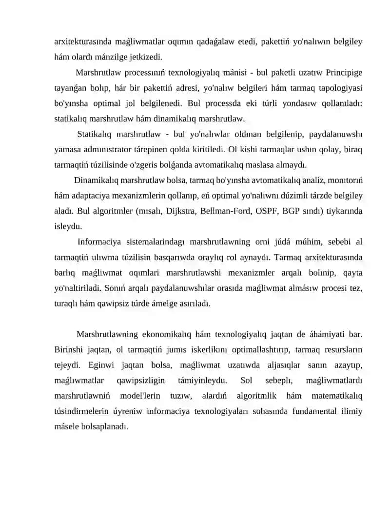Maǵlıwmatlardı marshurtlaw basqıshlarınıń modelleri. 4