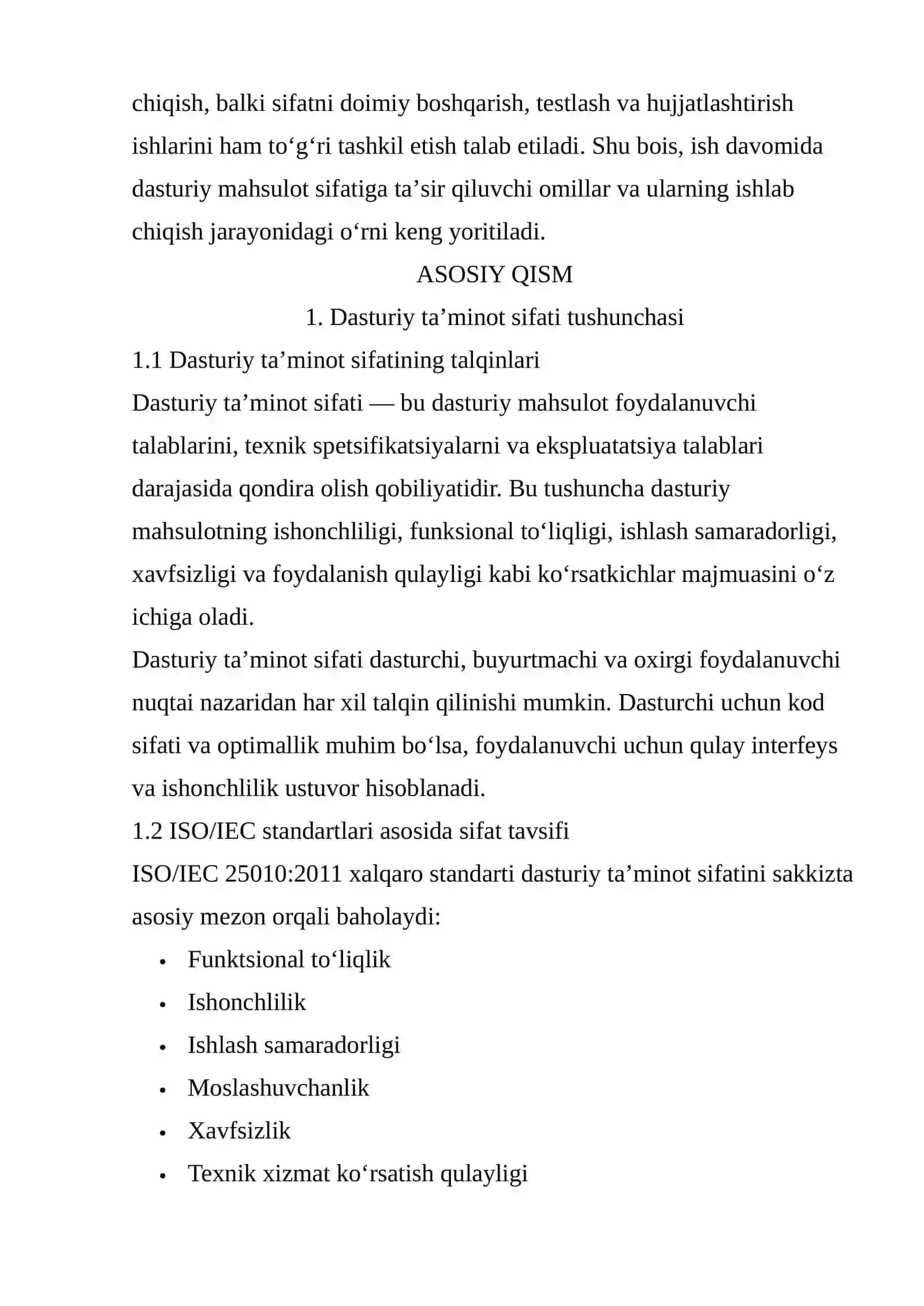 Dasturiy taʼminot sifatiga taʼsir qiluvchi omillar 4