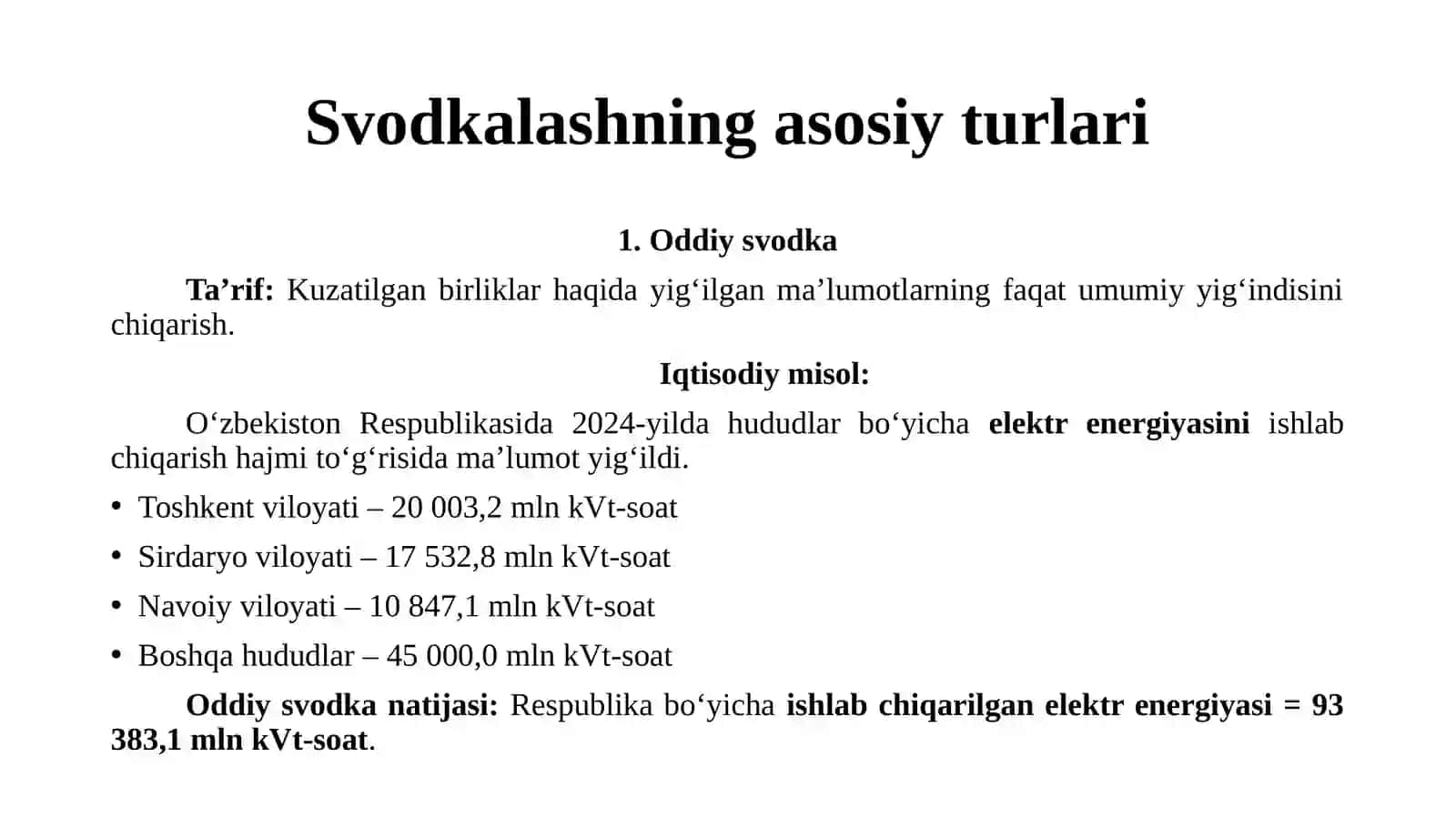 Statistik jamlashning mazmuni va uning masalalari 4