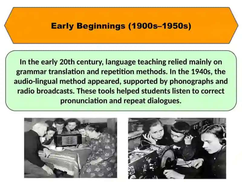Ppt slide about History and evolution of technology in language education 4