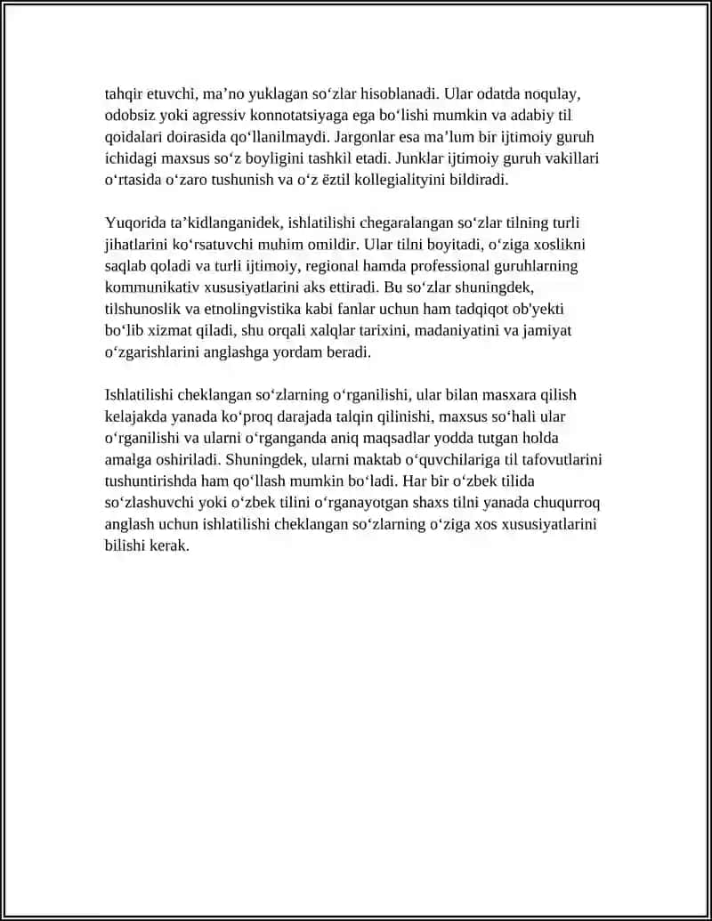 ISHLATILISHI CHEGARALANGAN SOʻZLAR 4