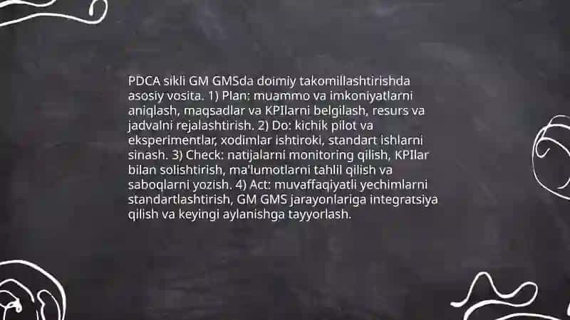 GM GMS tizimida doimiy takomilashtirish (Kaizen) yondashuvi 4