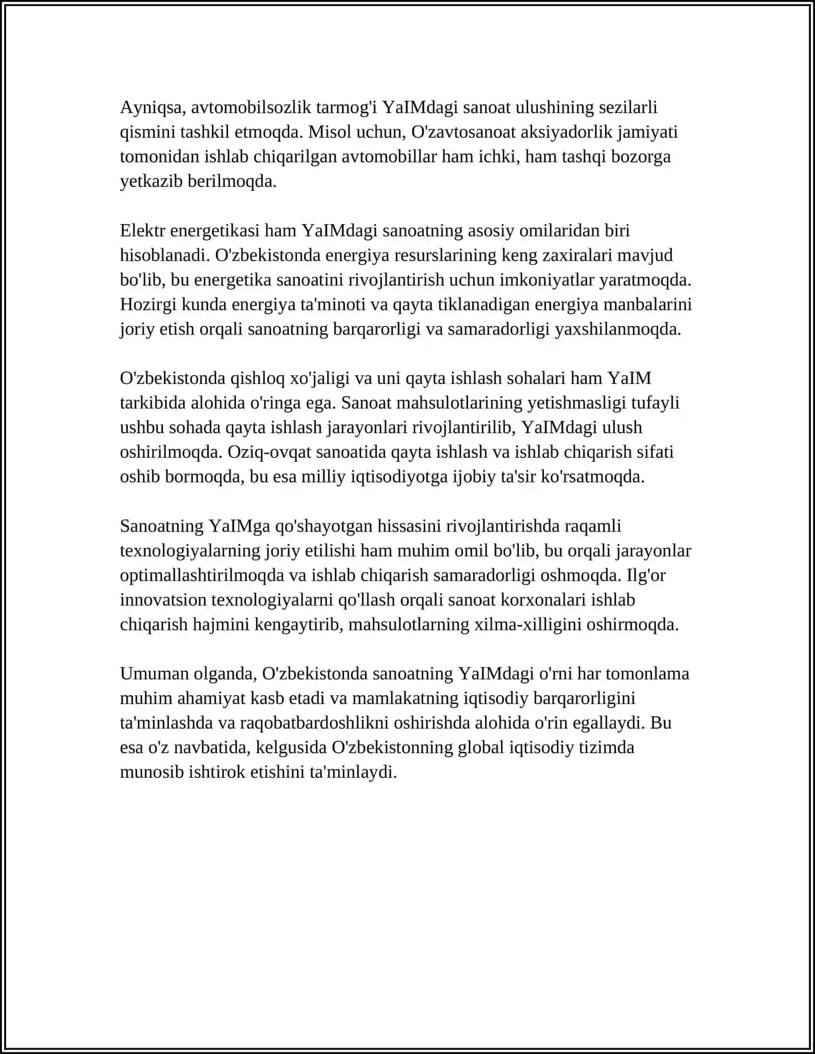 O'ZBEKISTONDA SANOATNING O'RNI 4