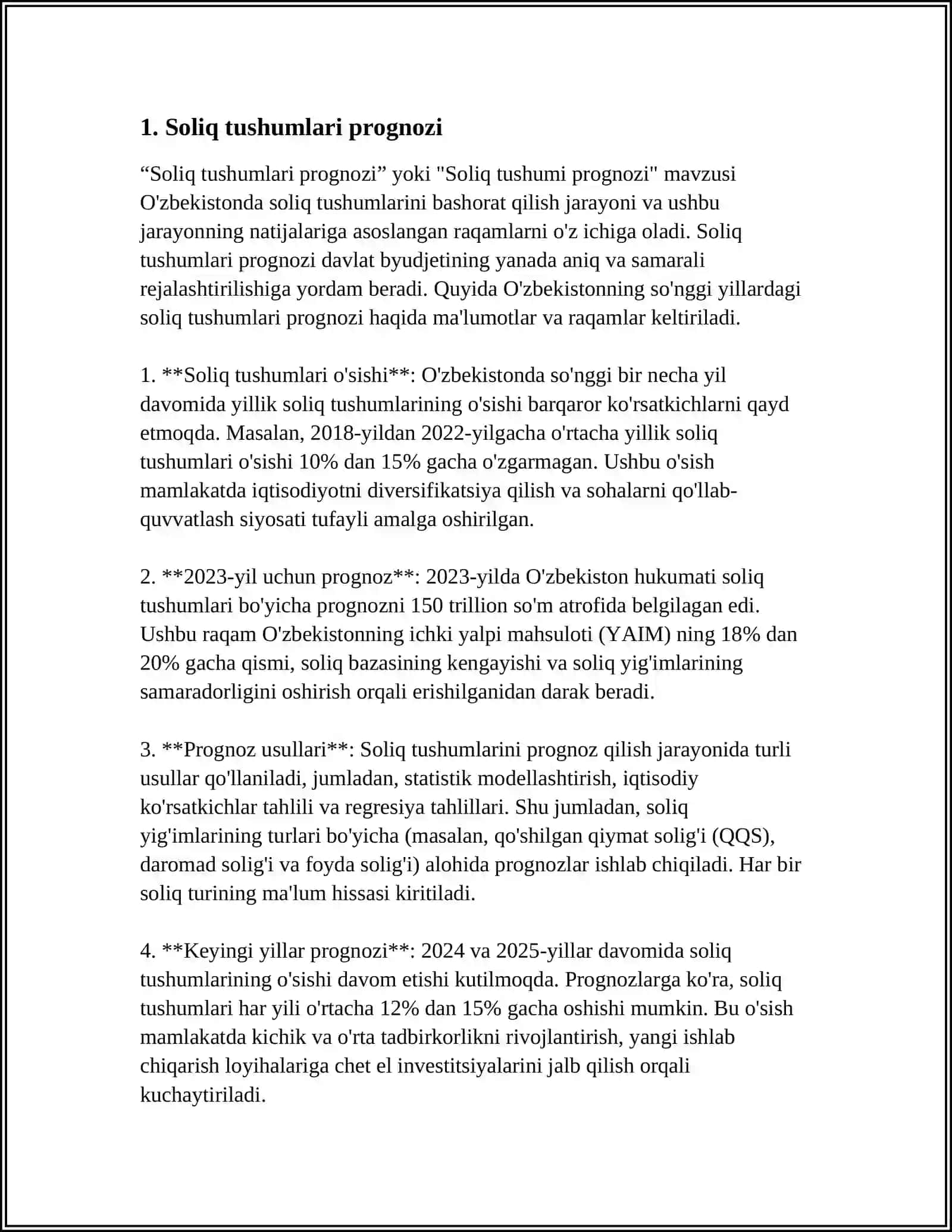 SOLIQ TUSHUMLARI PROGNOZ QILISH 4