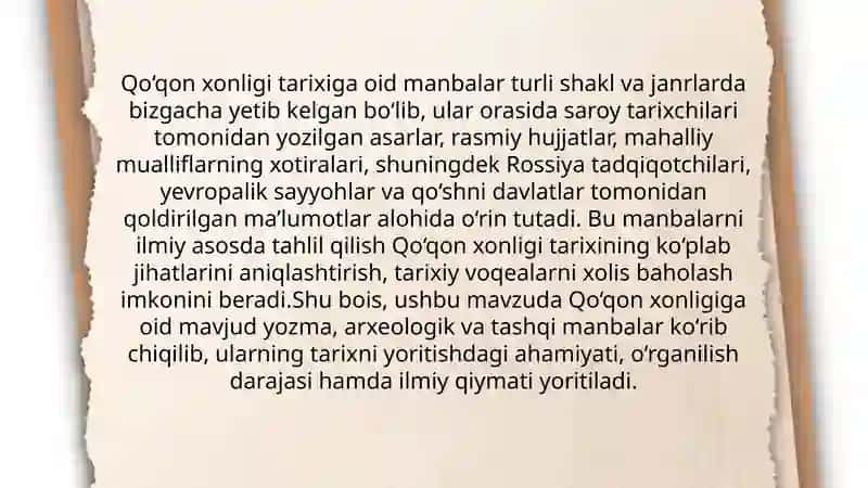 Qoʻqon xonligi tarixiga oid manbalar 4