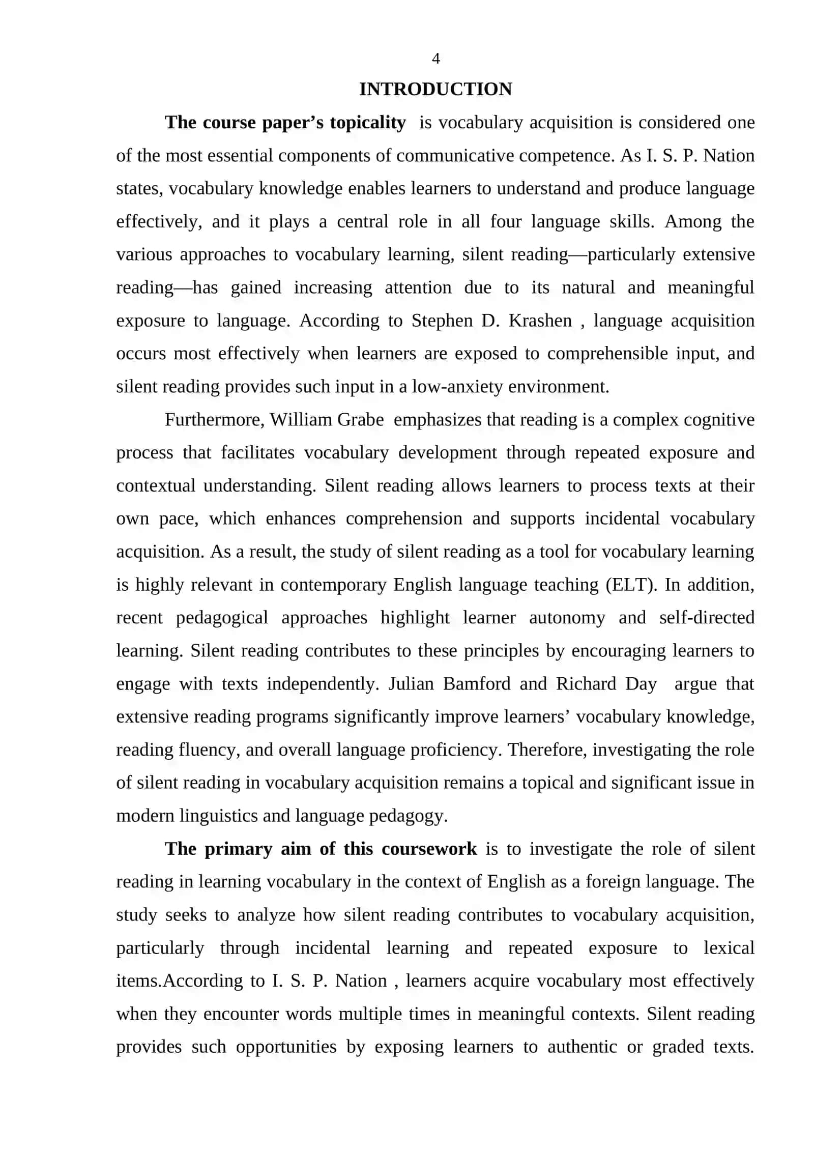 The Role of Silent Reading in Learning Vocabulary 4