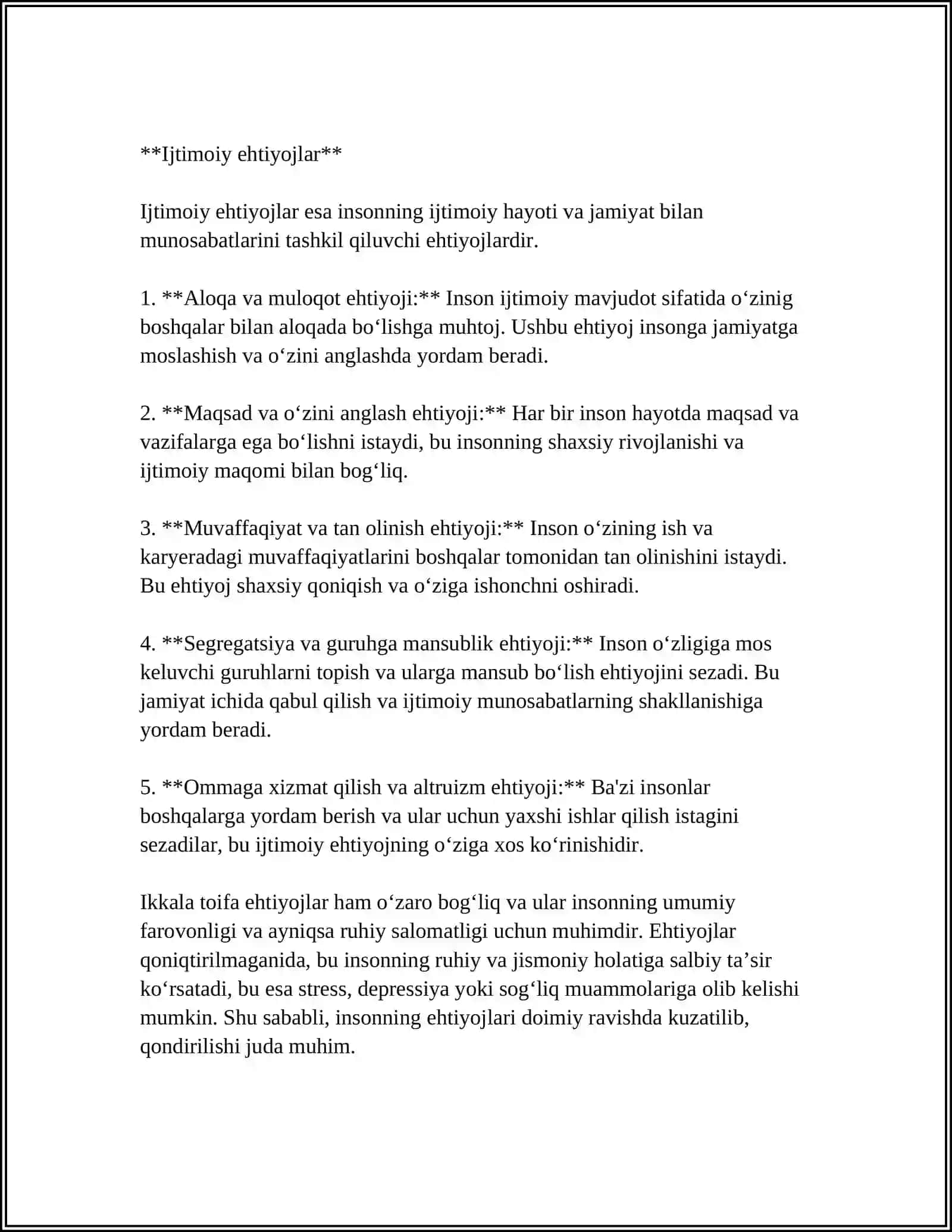 EHTIYOJLARNING KILASSIFIKATSIYASI 4