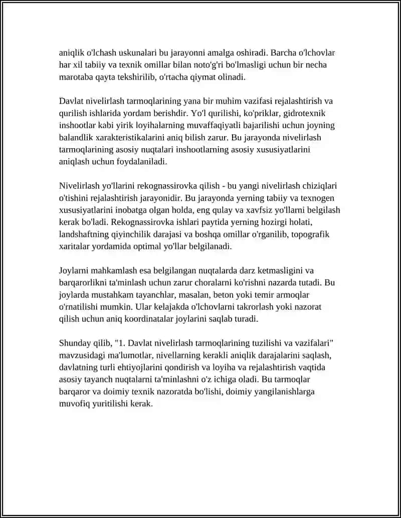Davlat nivelirlash tarmoqlari 4