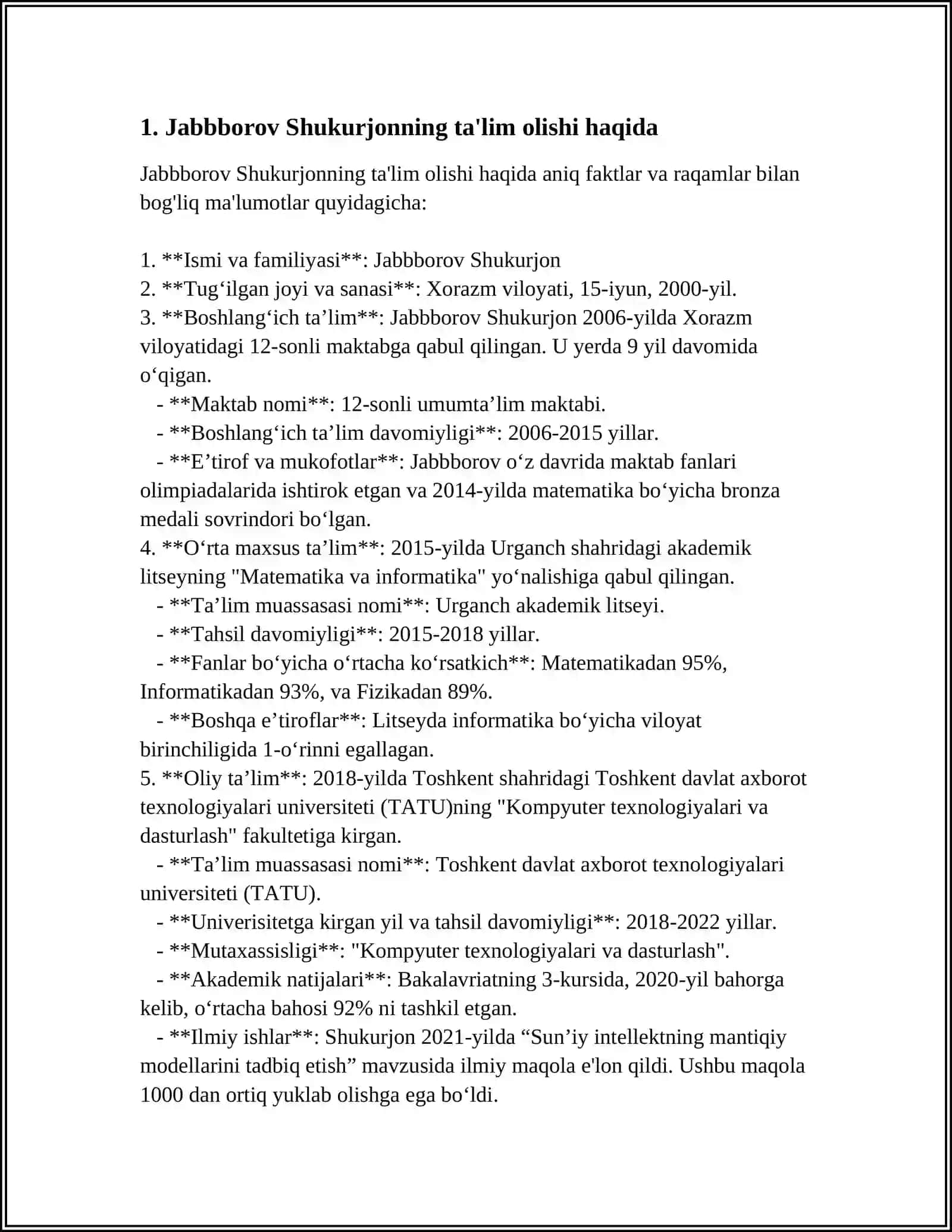 Jabbborov Shukurjonning ta'lim olishi haqida 4