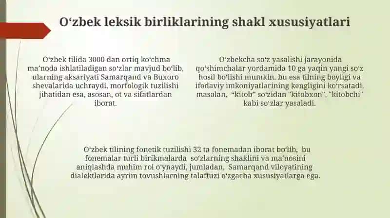Oʻzbek tilidagi leksemalarning shakil va maʼno munosabatlari 4