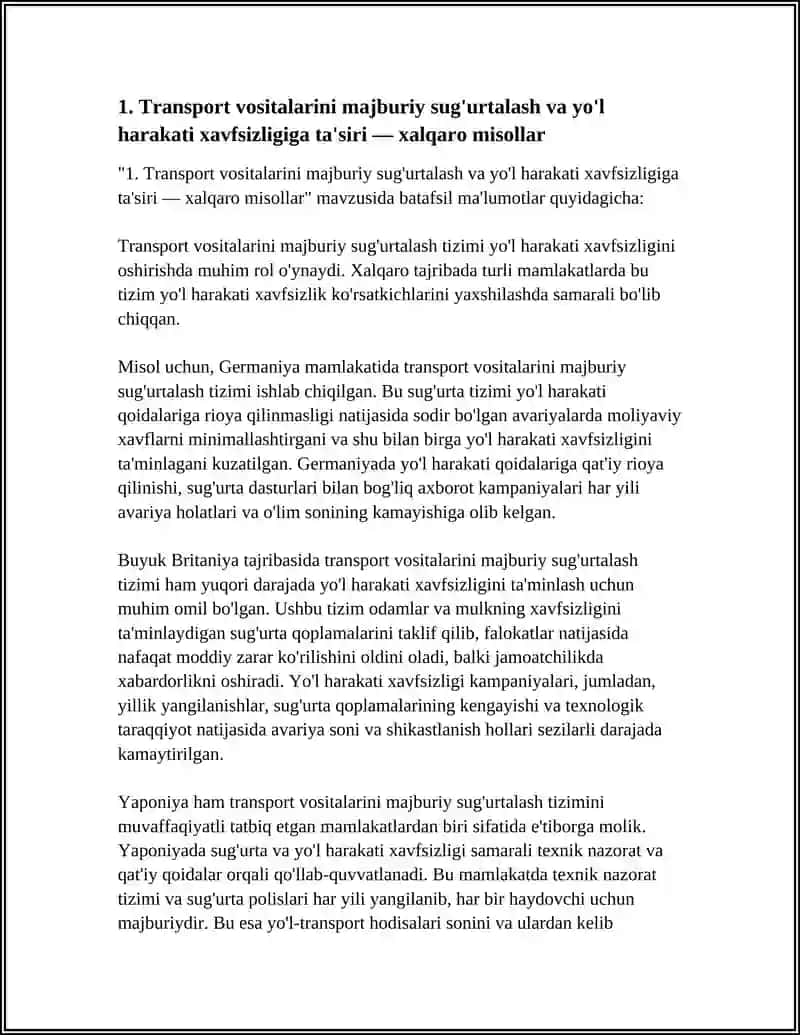 Transport Vositalarini Sugurtalashning Yol Harakati Xavfsizligidagi Ahamiyati 4