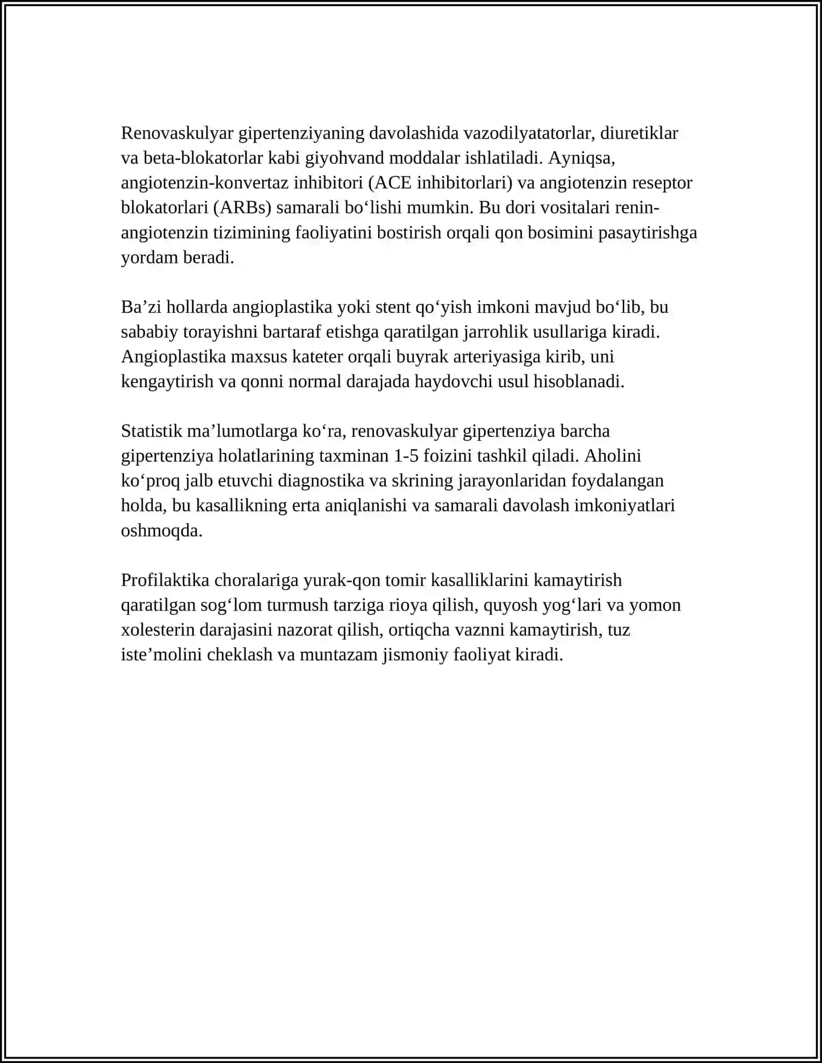 MUSTAQIL ISH Mavzu: RENOVASKULYAR GIPERTENZIYA 4