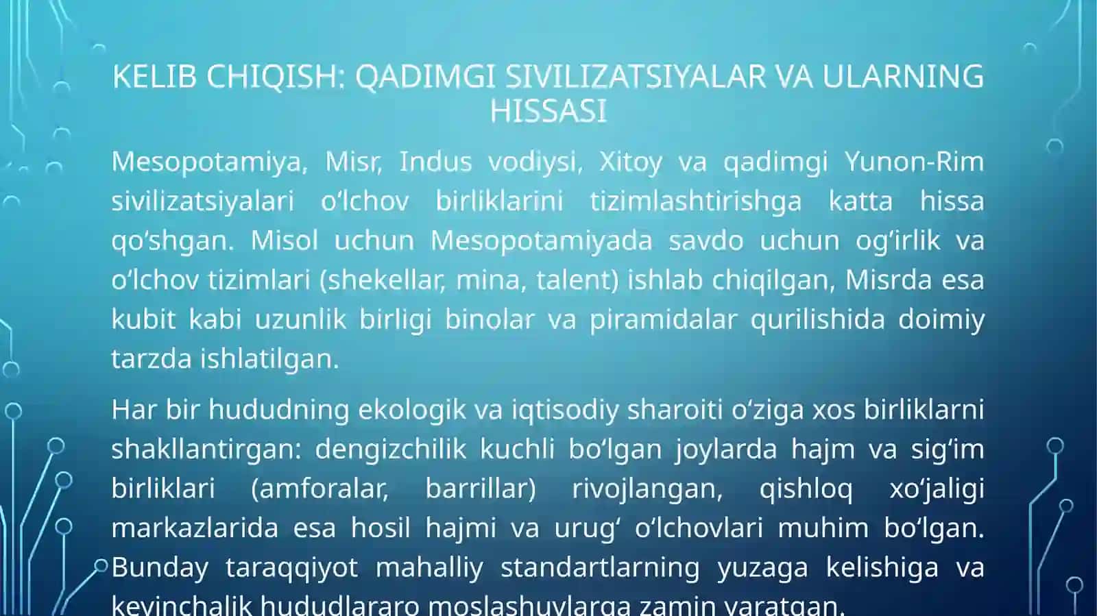 Qadimgi o'lchov birliklari haqida ma'lumot 4