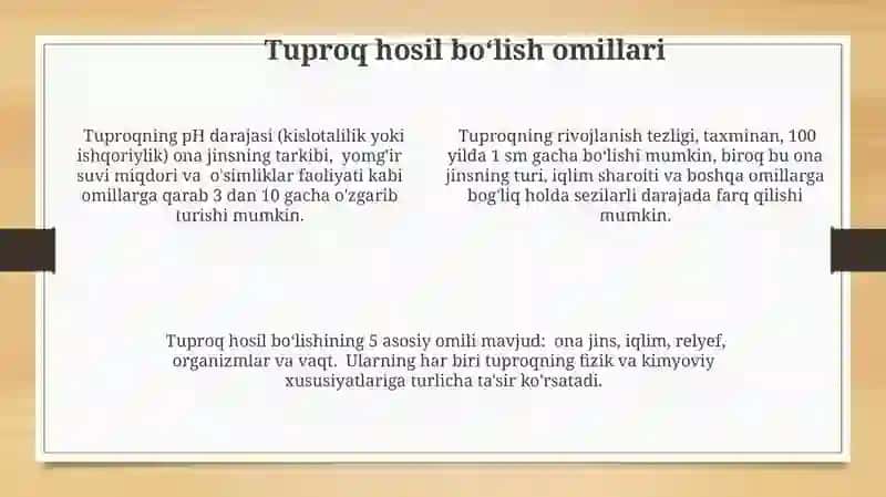 Tuproq hosil qiluvchi omillar 4