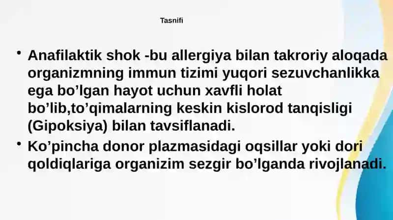 Anafilaktik shok va Anafilaktik reaksiyalar 4