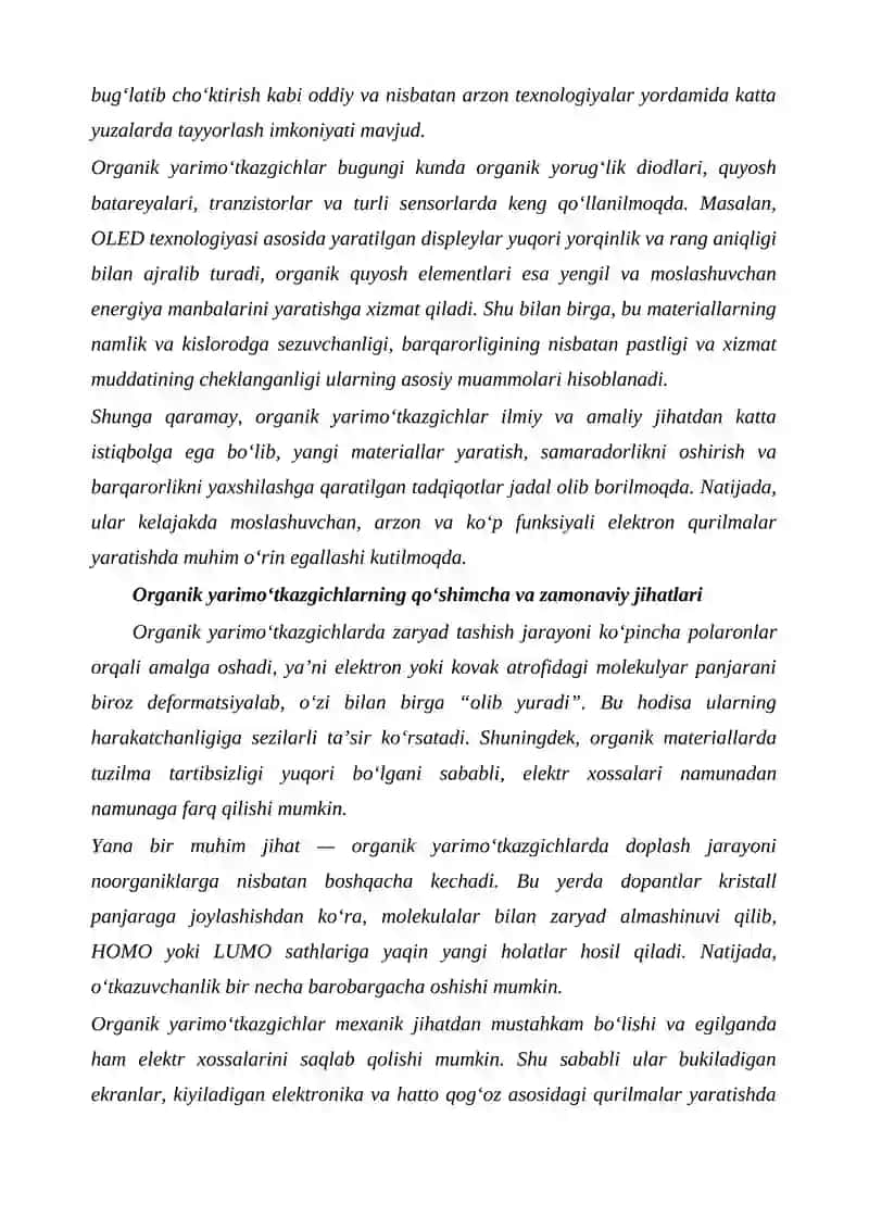 Organik yarim oʻtkazgichlar 4