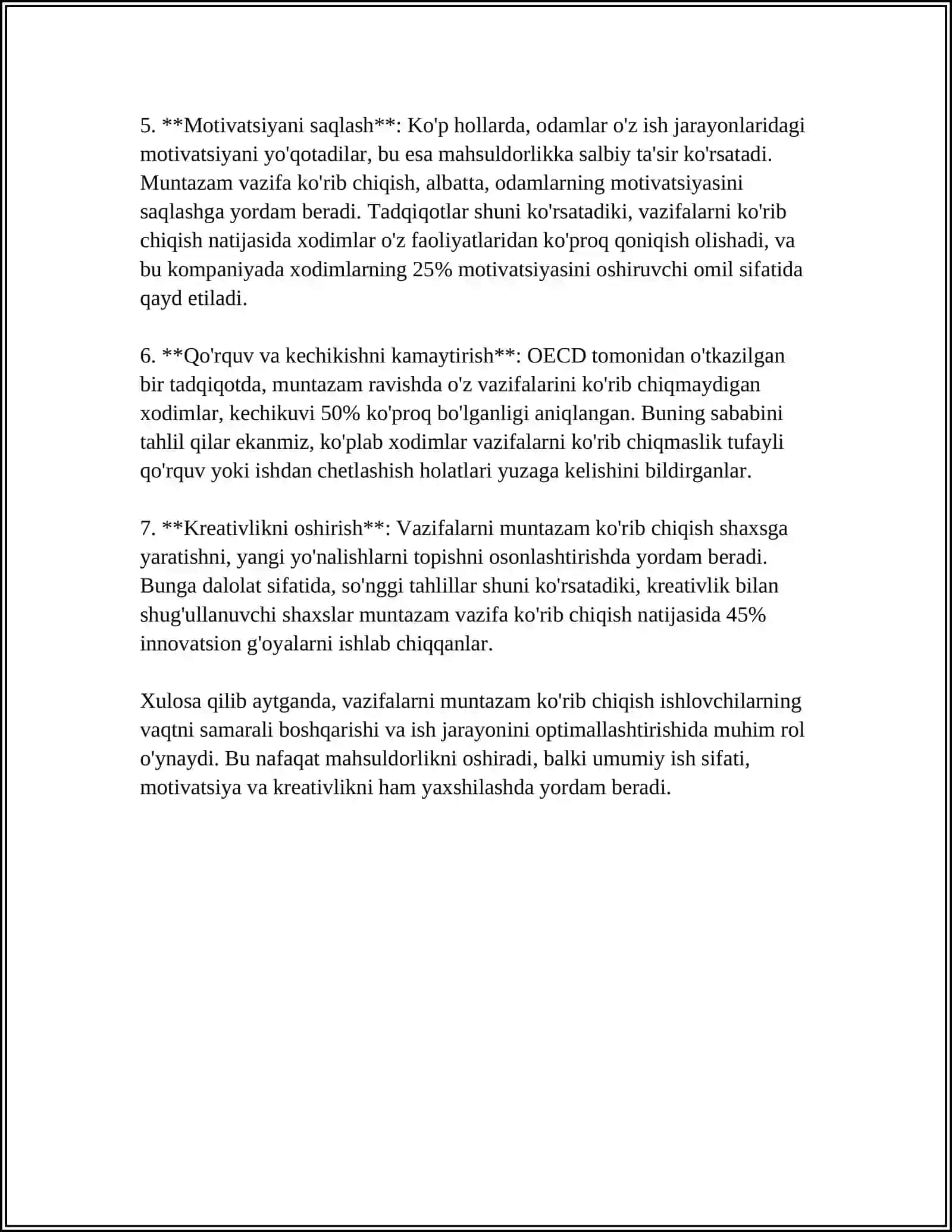 VAQTNI BOSHQARISHDAGI VAZIFALARNI KO'RIB CHIQISH MOHIYATI, SHARH YARATISH VOSITALARI 4