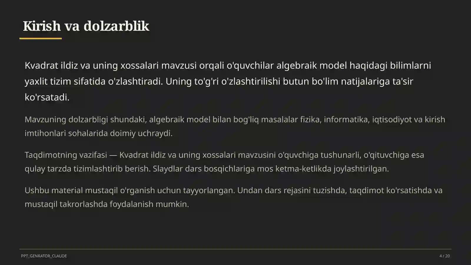 Kvadrat ildiz va uning xossalari (8-sinf) 4