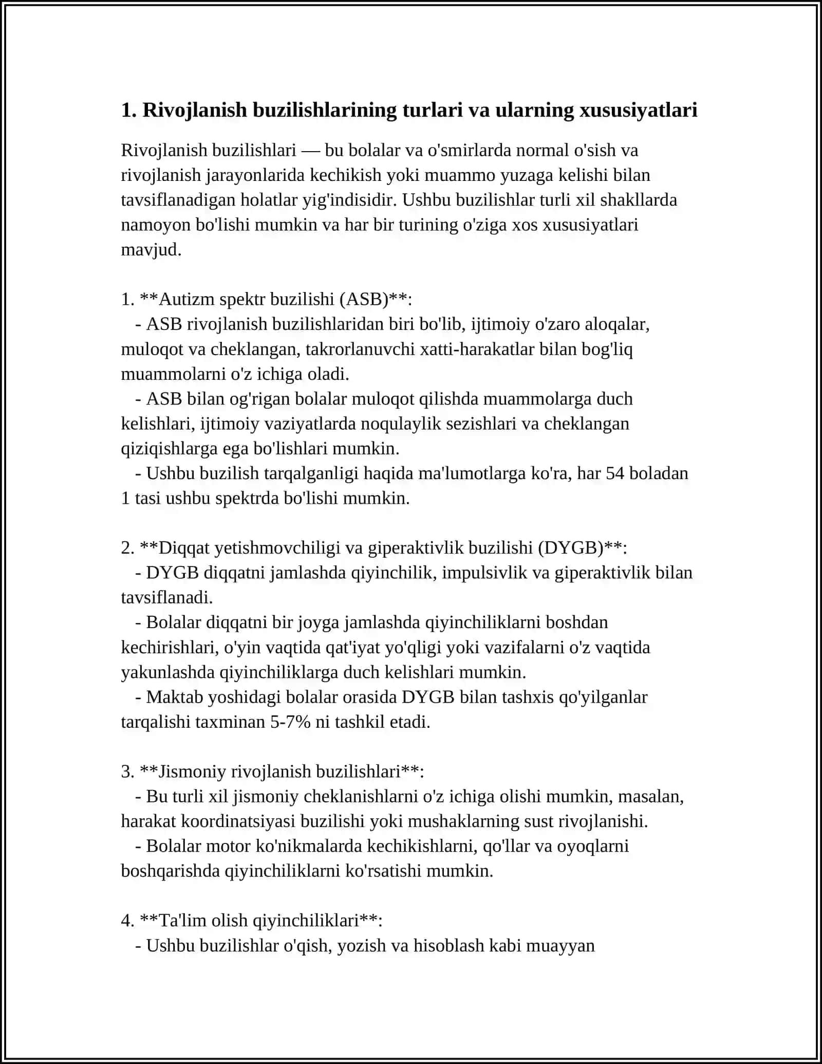 BOLALARDA RIVOJLANISH BUZILISHINI PSIXOLOGIK-PEDAGOGIK DIAGNOZINING NAZARIY-METODOLOGIK ASOSLARI 4