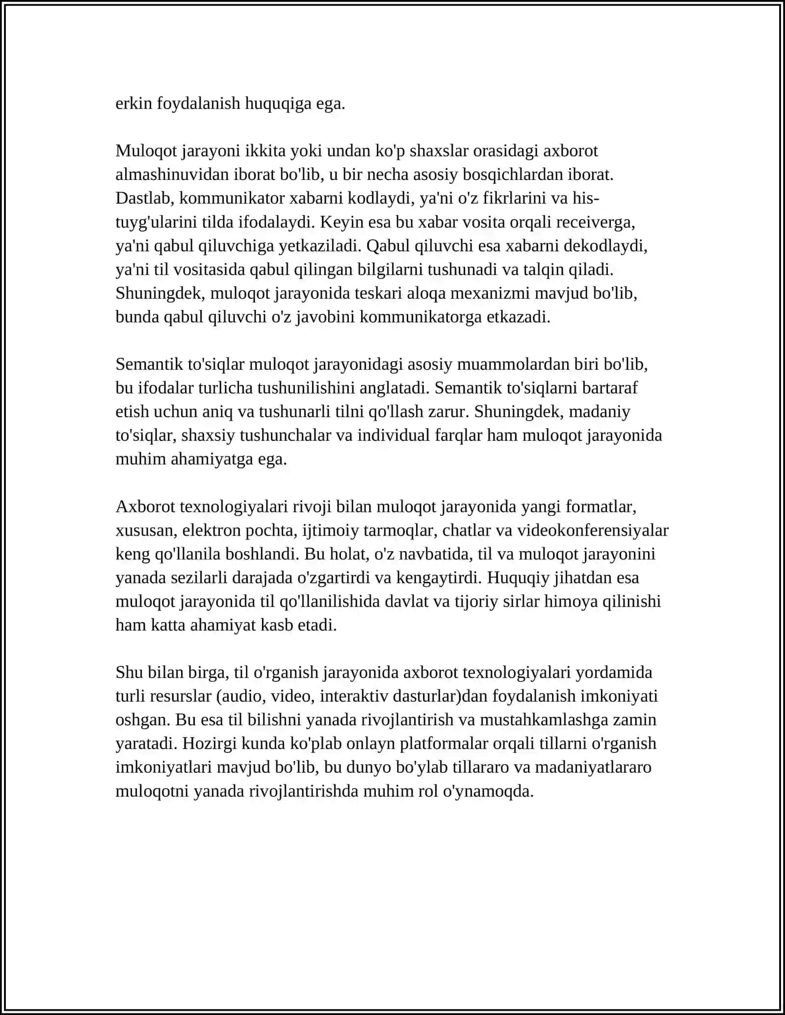 MUSTAQIL ISH Mavzu: TILSHUNOSLIK VA SEMIOTIKA 4