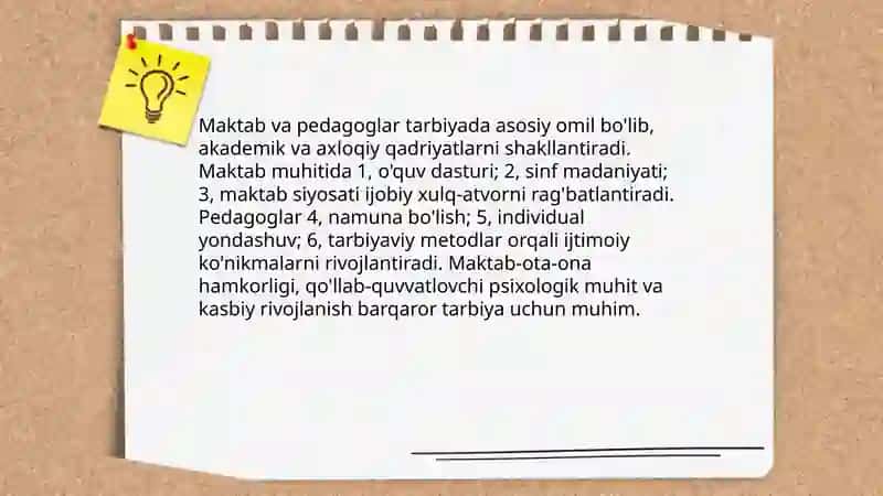 Tarbiyaga ta'sir etuvchi omillar 4