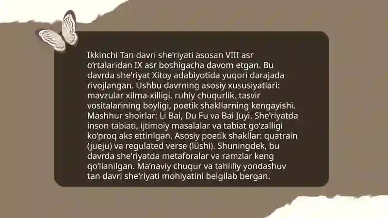 Xitoyda Tan davri she'riyati rivoji 4