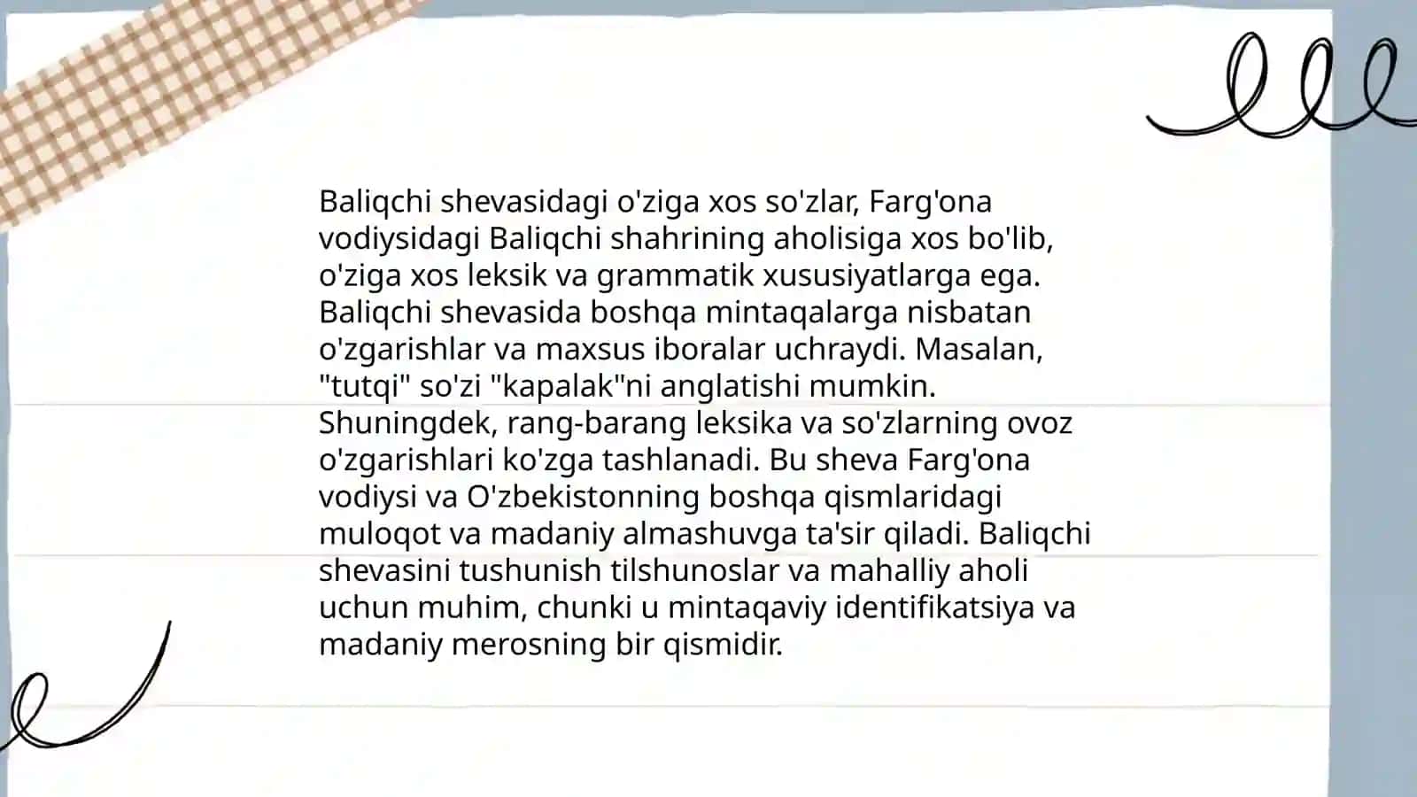 Baliqchi tumani shevasining leksik xususiyatlari 4