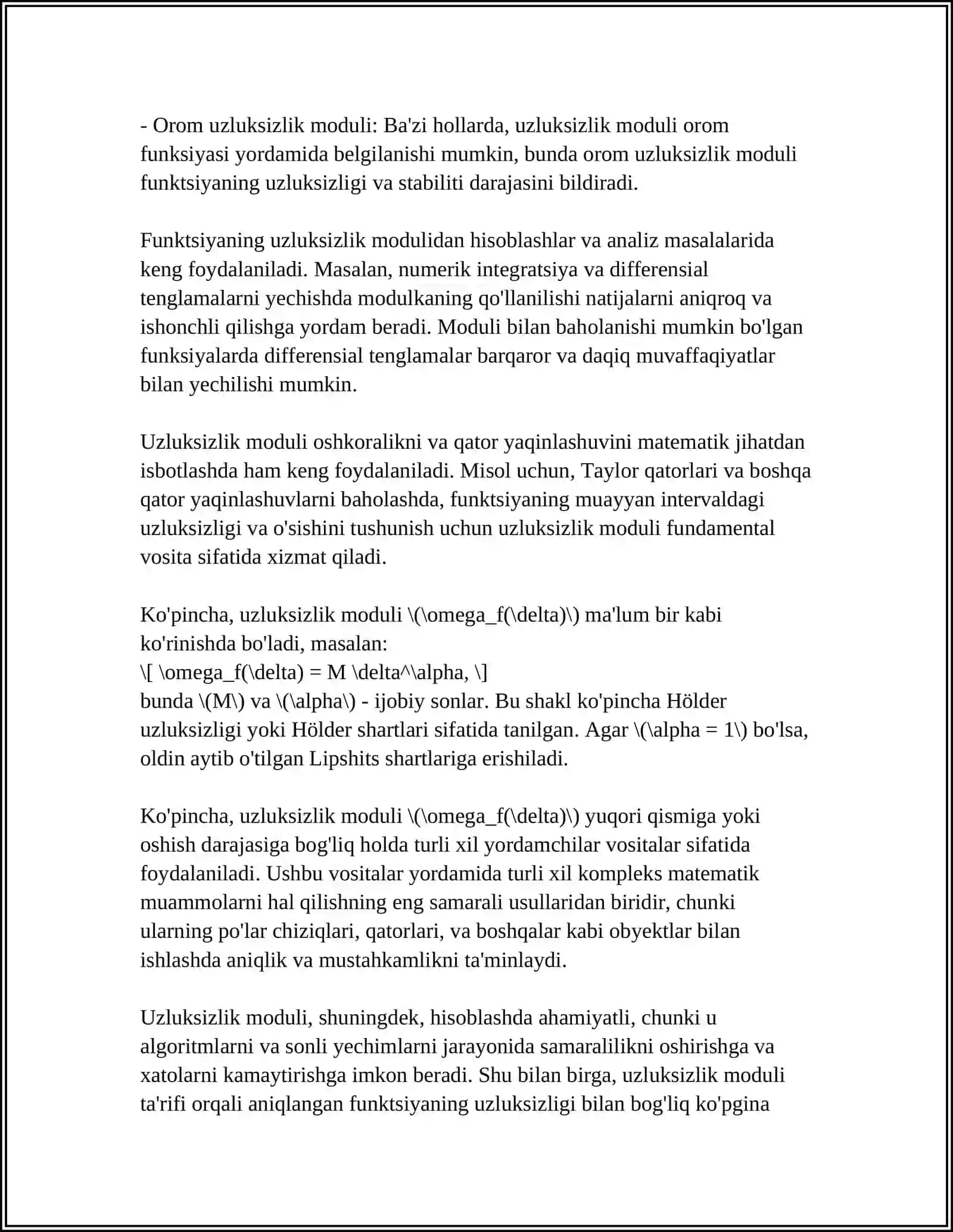 FUNKSIYANING UZLUKSIZLIK MODULI 4
