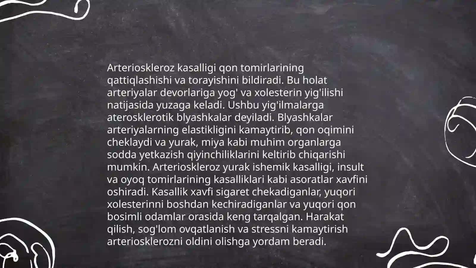 Gipertoniya va arteraskleroz kasalligi mohiyati etiologiyasi turlari klinikasi kechishi asoratlari profilaktikasi 4