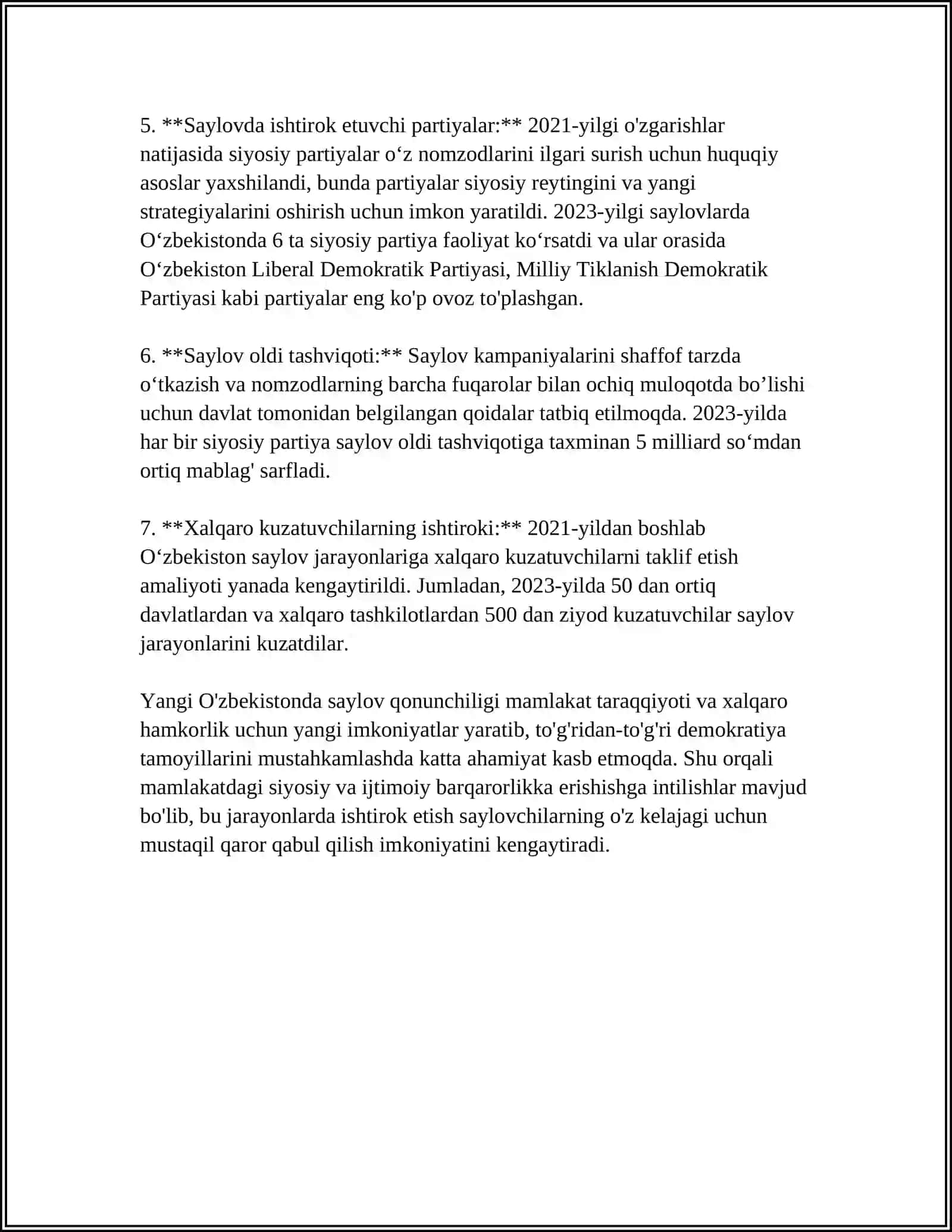 YANGI O'ZBEKISTONDA YANGI SAYLOVLAR 4