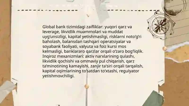 Jahon moliyaviy inqirozining yuzaga kelish sabablari oqibatlari va uni O'zbekistonda bartaraf qilish yo'llari 4