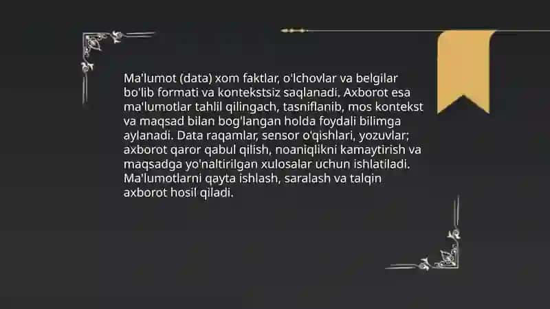 Axborotning taʼrifi va mohiyati 4