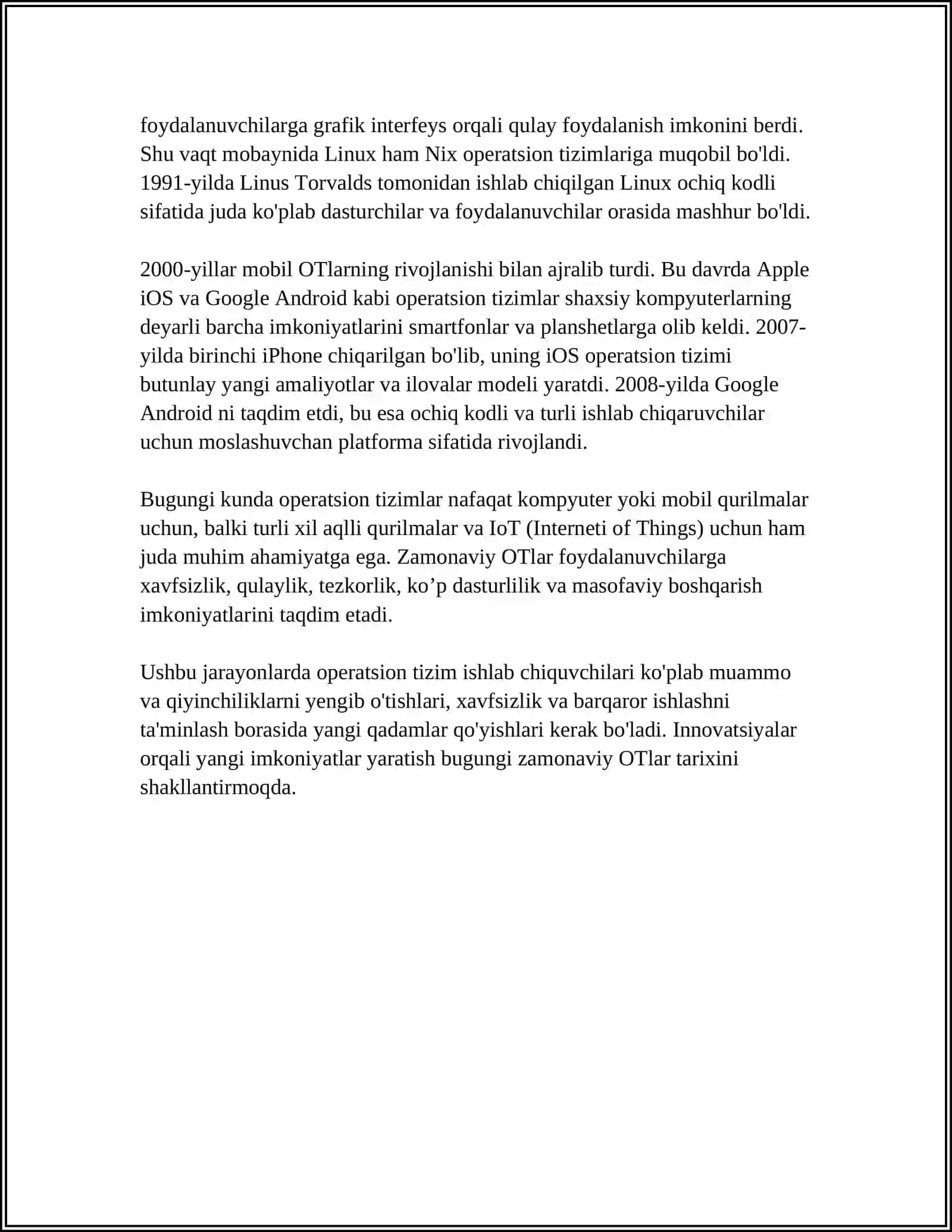 ZAMONAVIY OPERATSION TIZIM 4