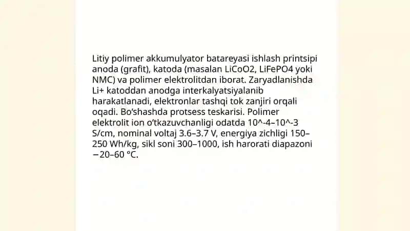 Litiy polimer akkumulyator batareyasi 4