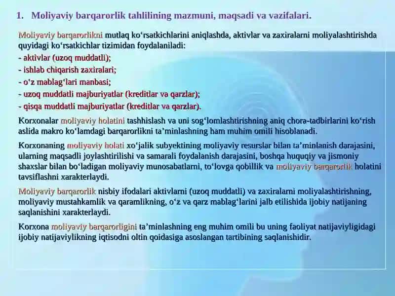 MOLIYAVIY  BARQARORLIK  TAHLILI 4