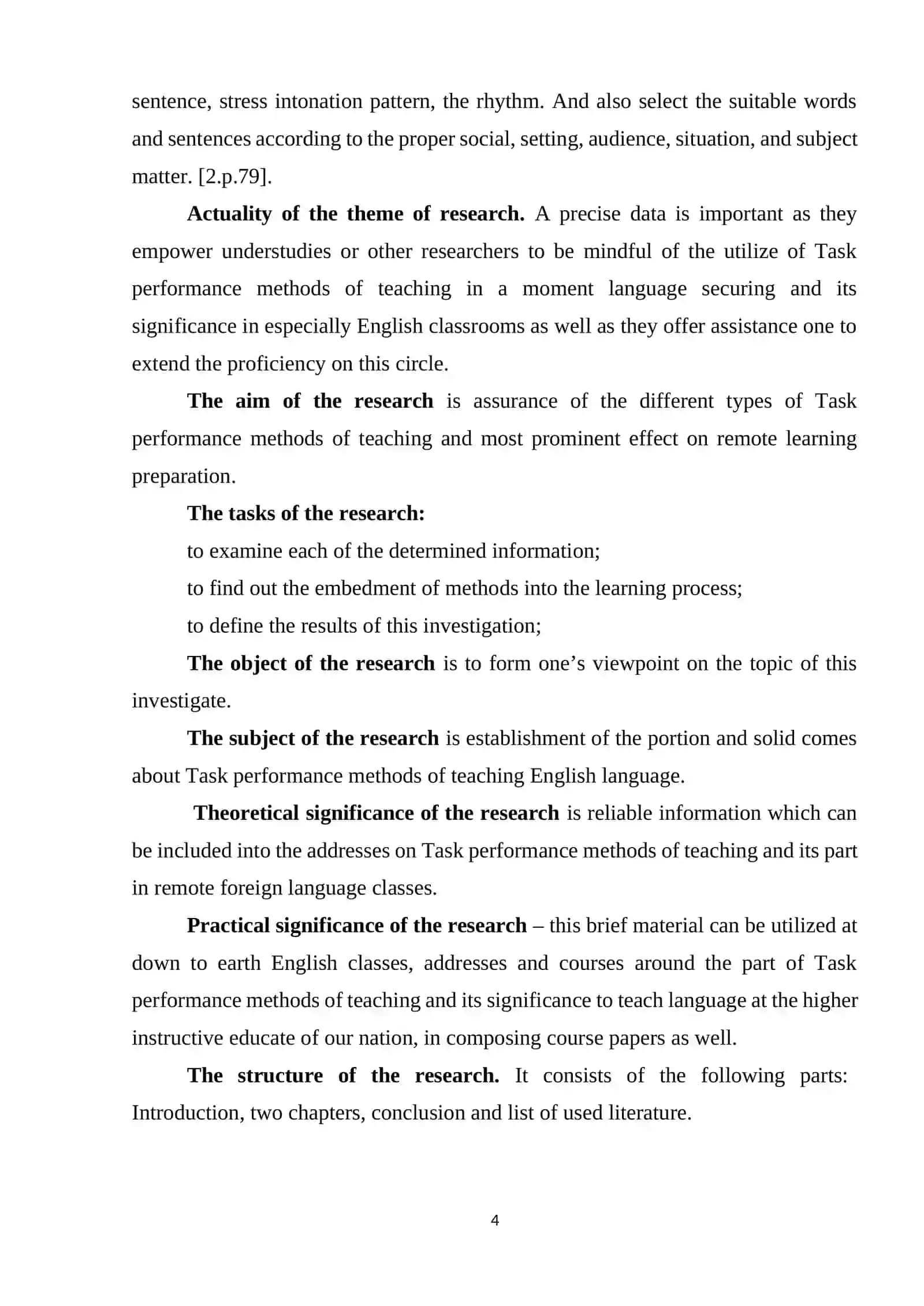 Main characteristics of Task Performance in teaching foreign languages 4