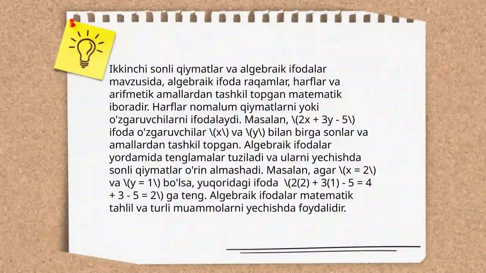 Algebraik ifodalarni qiymatini topish 4