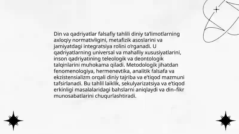 Falsafiy tafakkur taraqqiyoti. Qadriyat va din 4