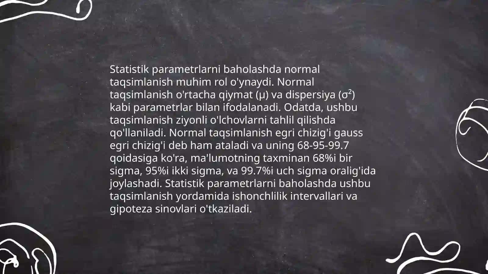 Normal taqsimlanish nazariyasining amaliy jihatlari 4