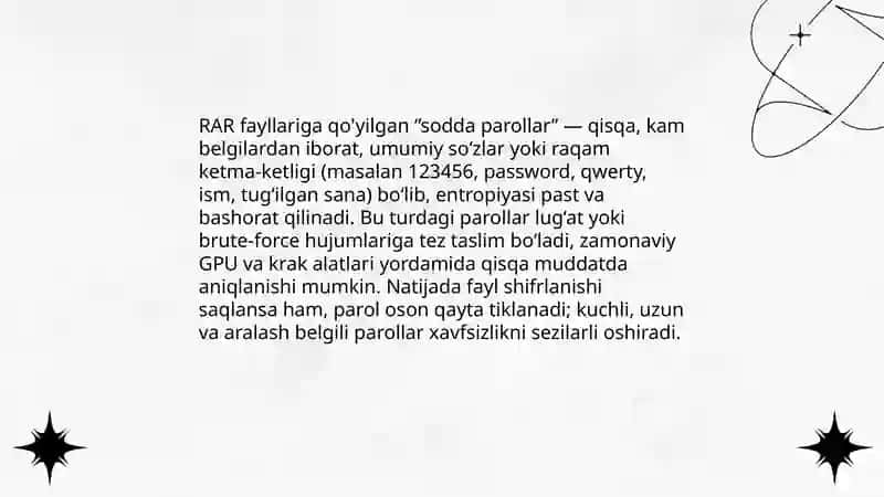RAR fayllariga qo'yilgan sodda parollarni buzish 4
