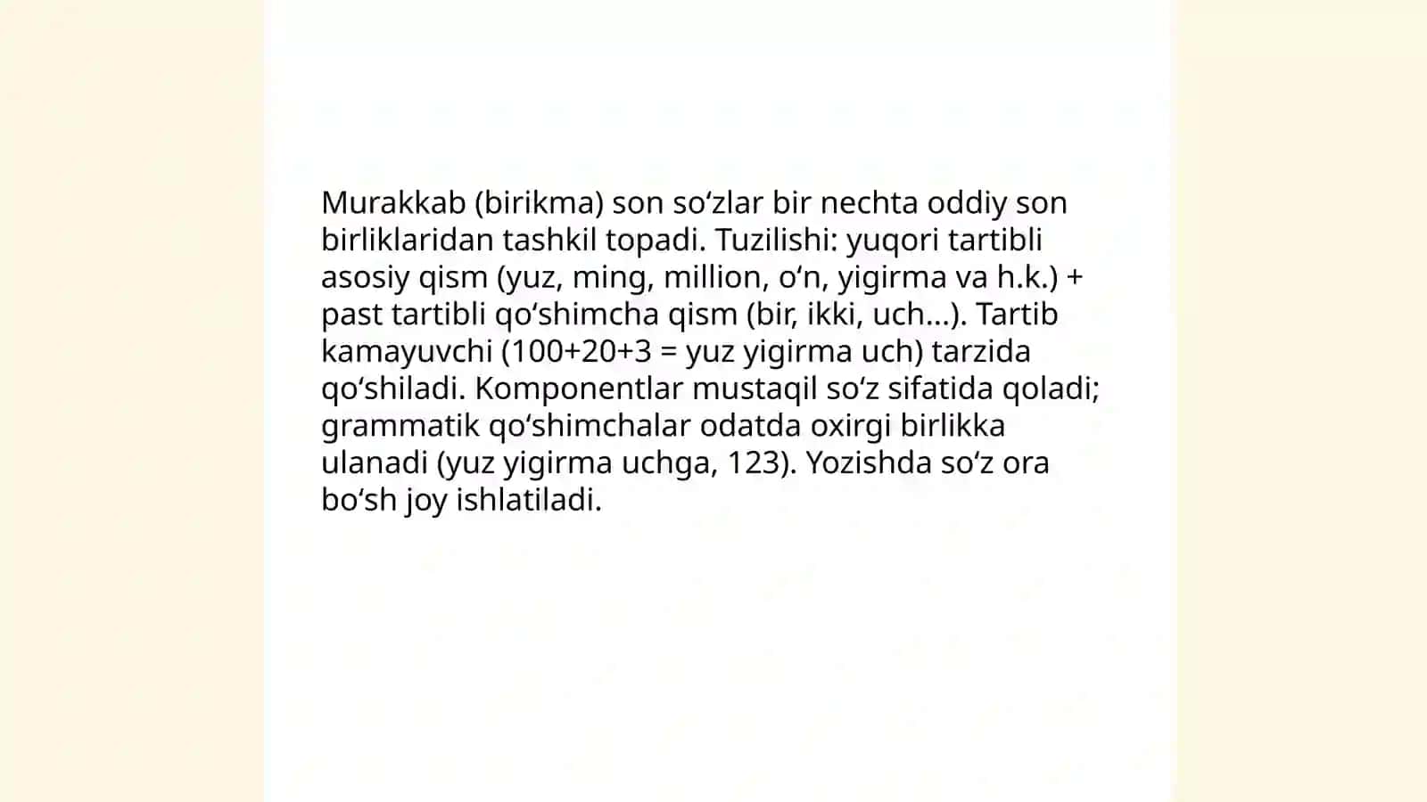 Son soʻz turkumining tuzilish turlari 4