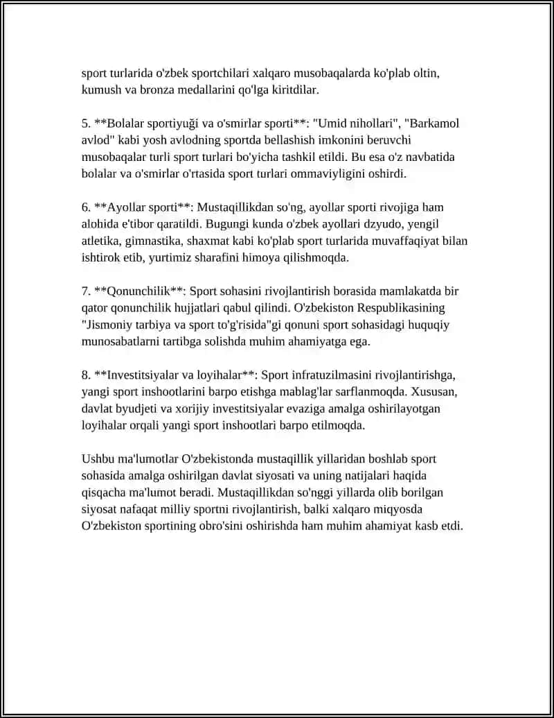 MUSTAQILLIK YILLARIDA SPORT SOHASINING RIVOJI 4