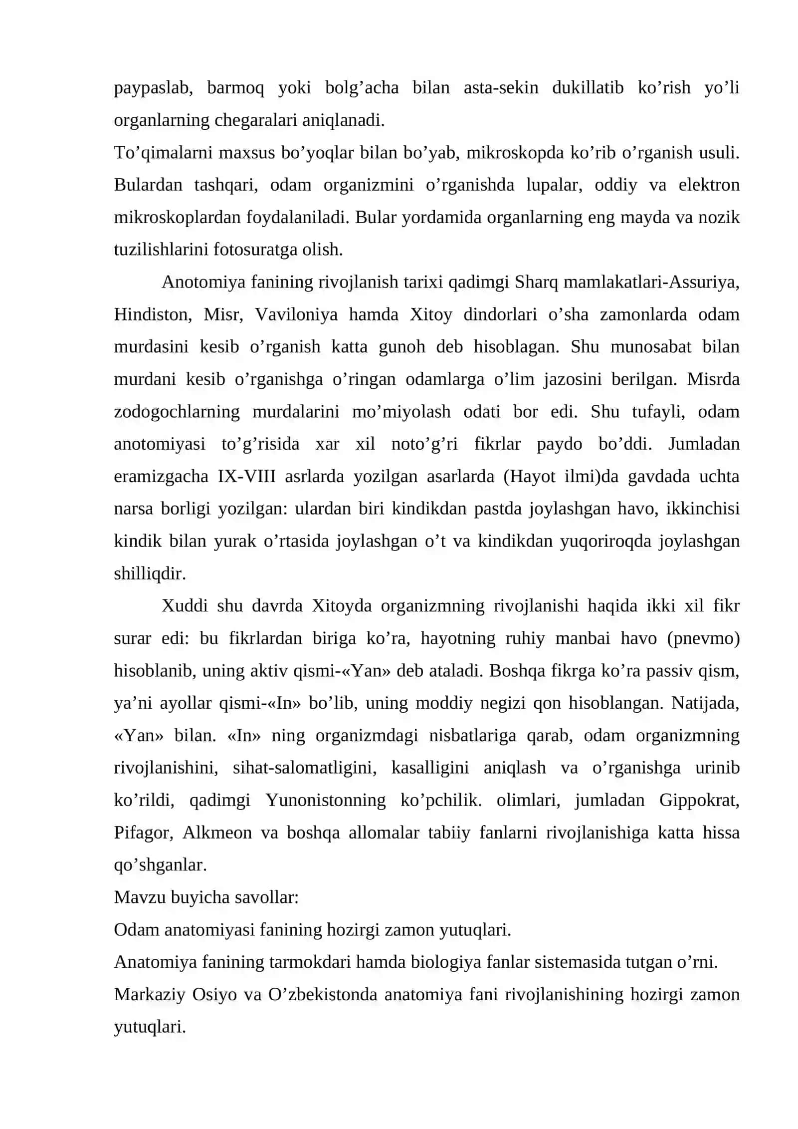 Odam va uning salomatligi fani 4