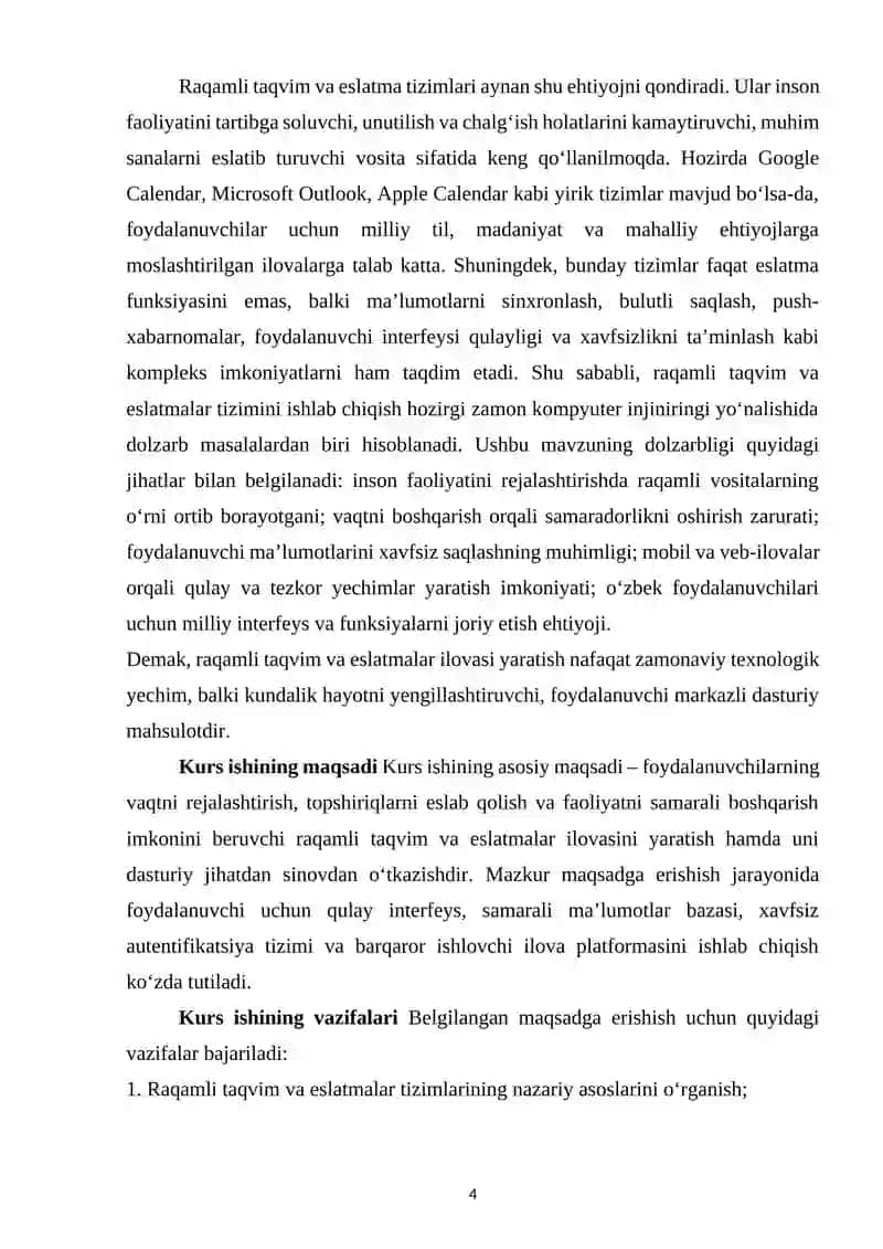 Raqamli taqvim va eslatmalar ilovasi yaratish 4