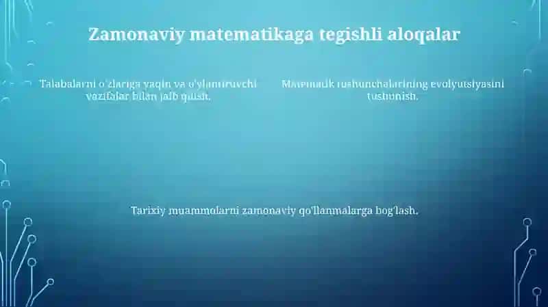 Qadimgi Matematikaning Zamonaviy Qo'llanilishi 4